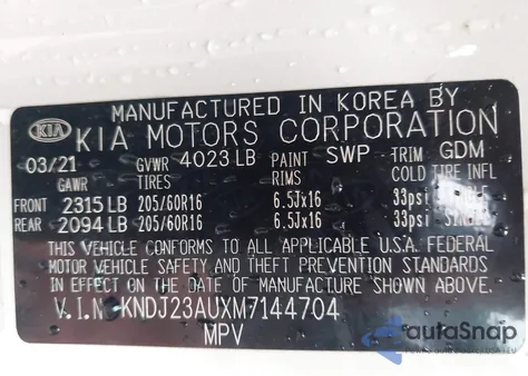 2021 Kia Soul Lx из США, поврежденный, VIN KNDJ23AUXM7144704